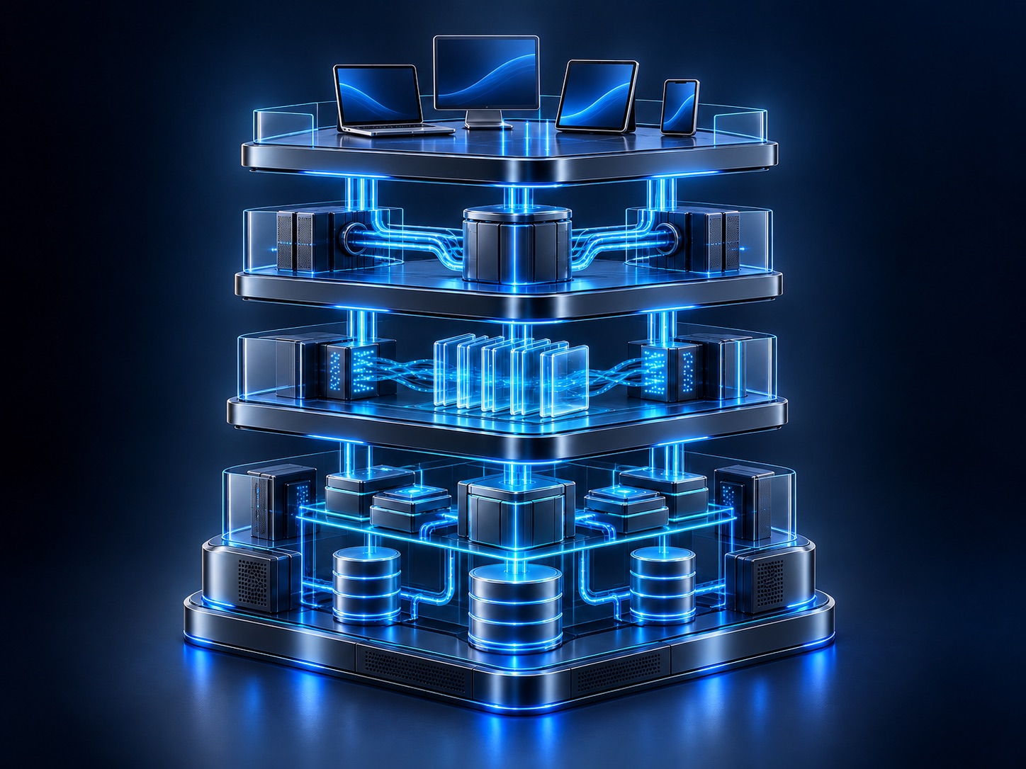 Text-free system visual representing SALESEDI's five-tier architecture
