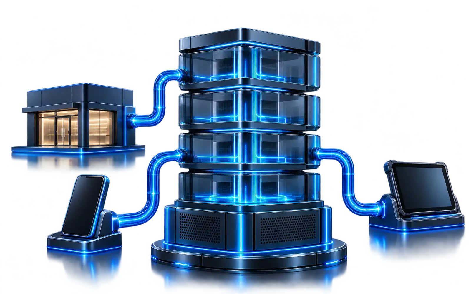 SALESEDI: five-tier tower, dealer, customer and field devices